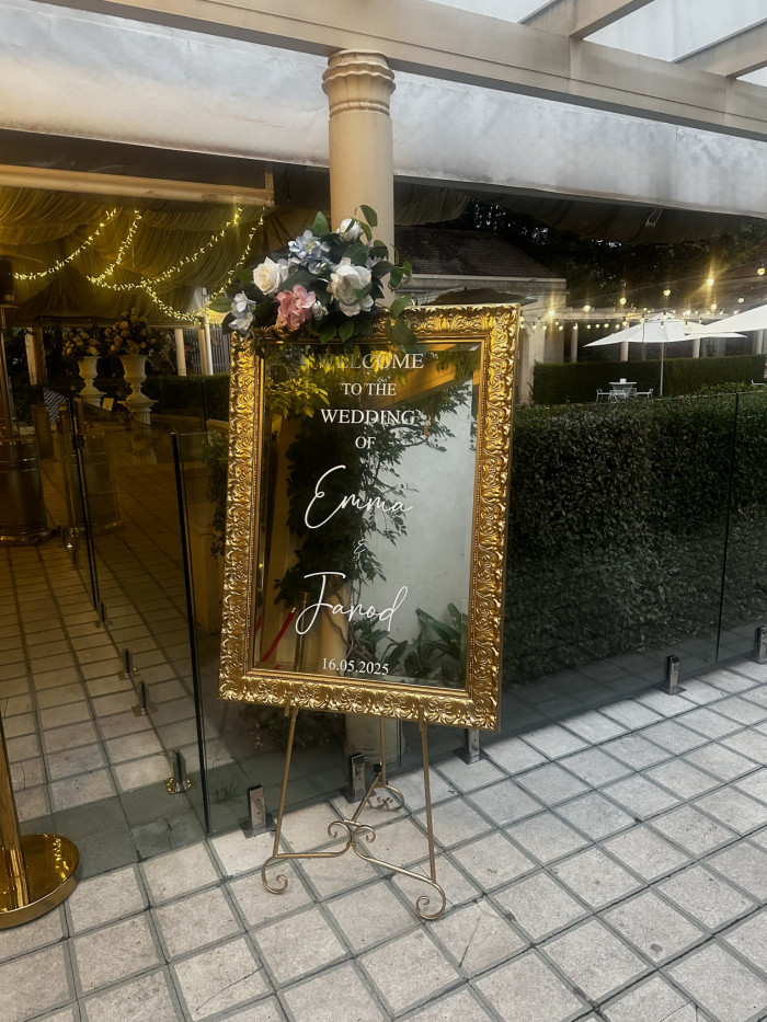 Vintage Gold Mirror with Personalised Signage Photo - 1