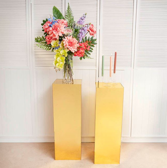 Gold Square Mirror Plinth Photo - 2