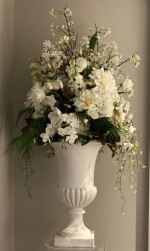 Large Silk Floral Urn and Plinth Photo - 2