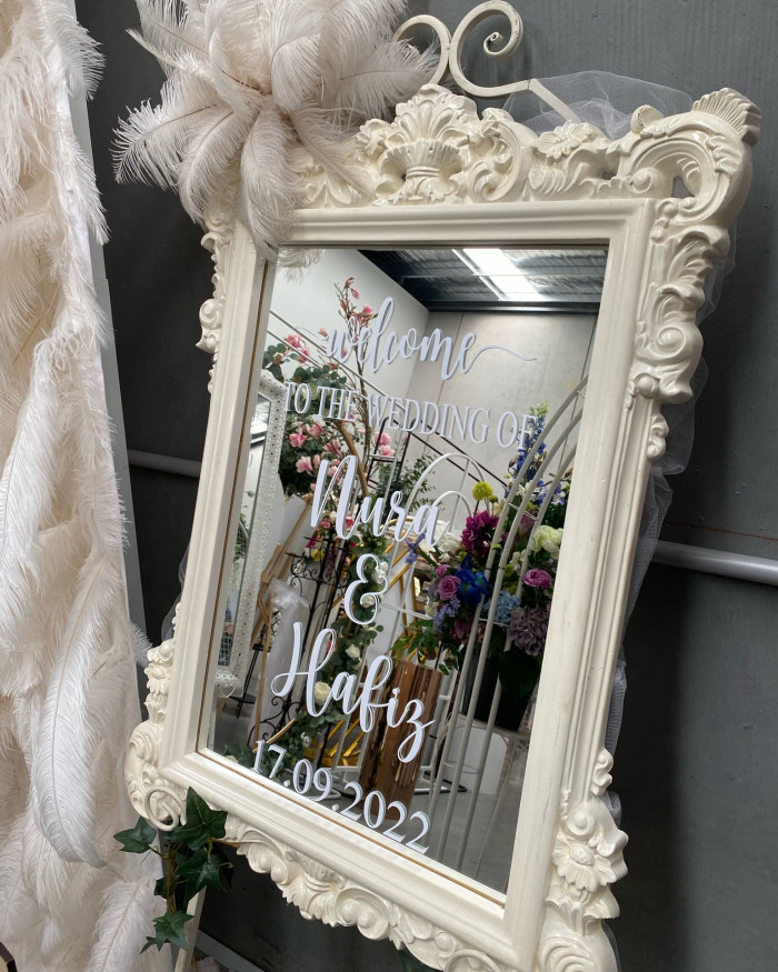 White Framed Mirror Signage with Personalised Lettering Photo - 2
