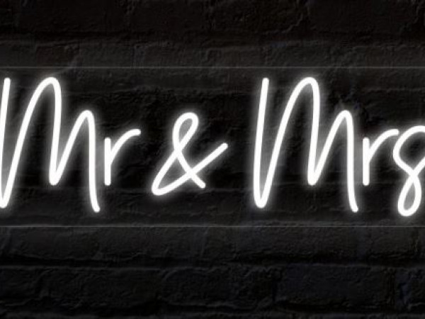 Neon Mr and Mrs Sign Photo
