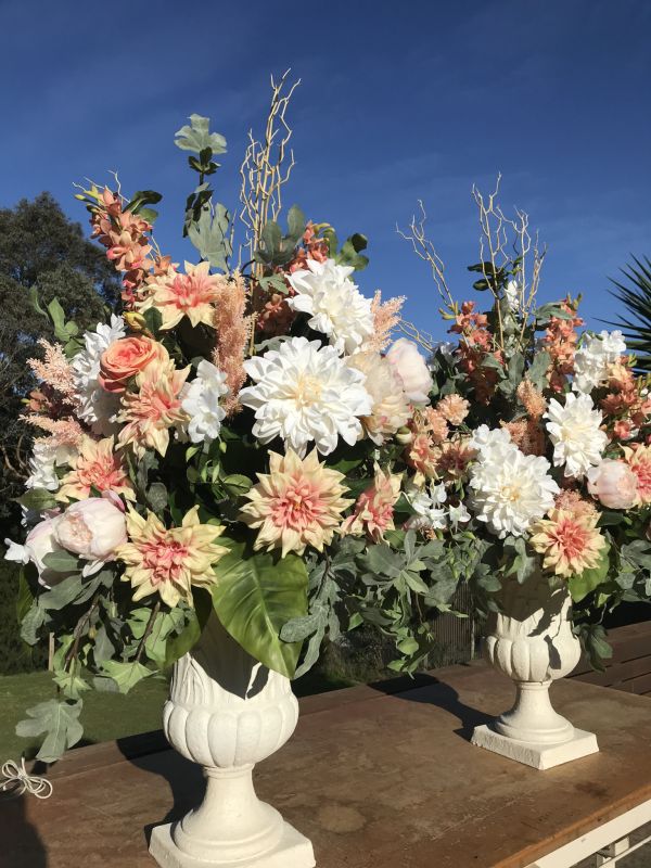 Large Silk Floral Urn and Plinth Photo