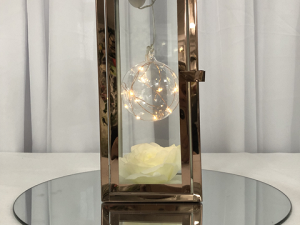 Rose Gold Lantern Centrepiece with LED light or Candle Photo