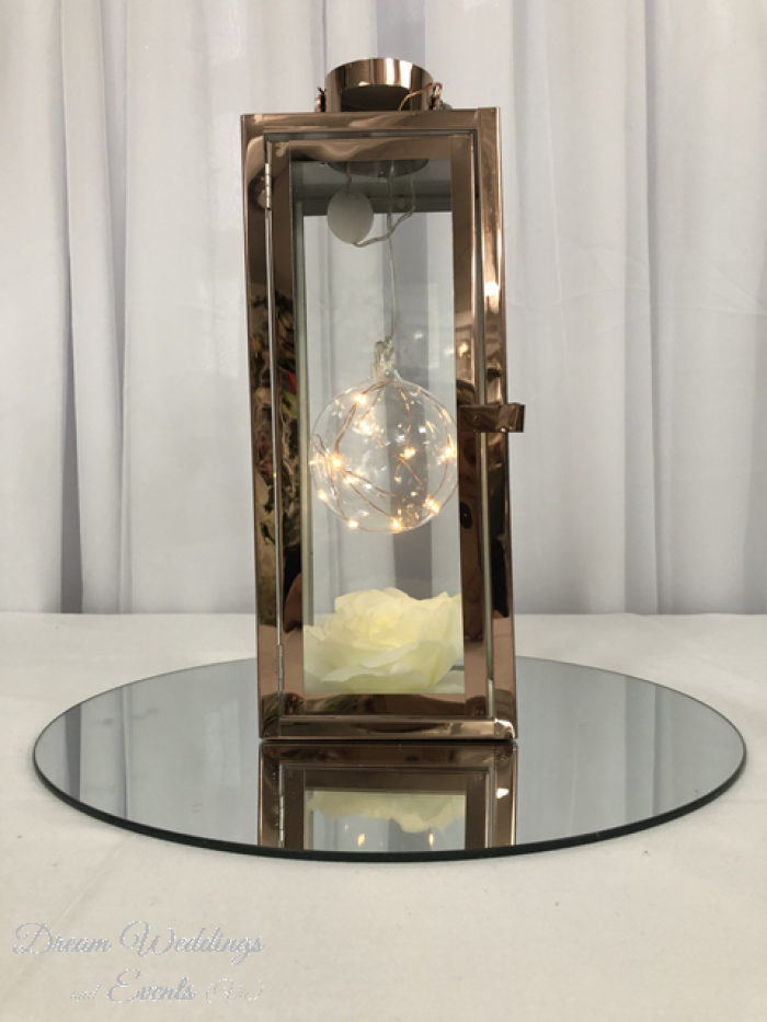 Rose Gold Lantern Centrepiece with LED light or Candle Photo - 1