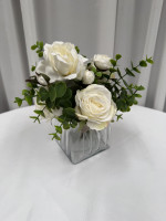 Small White Rose & Foliage Arrangement Photo - 1