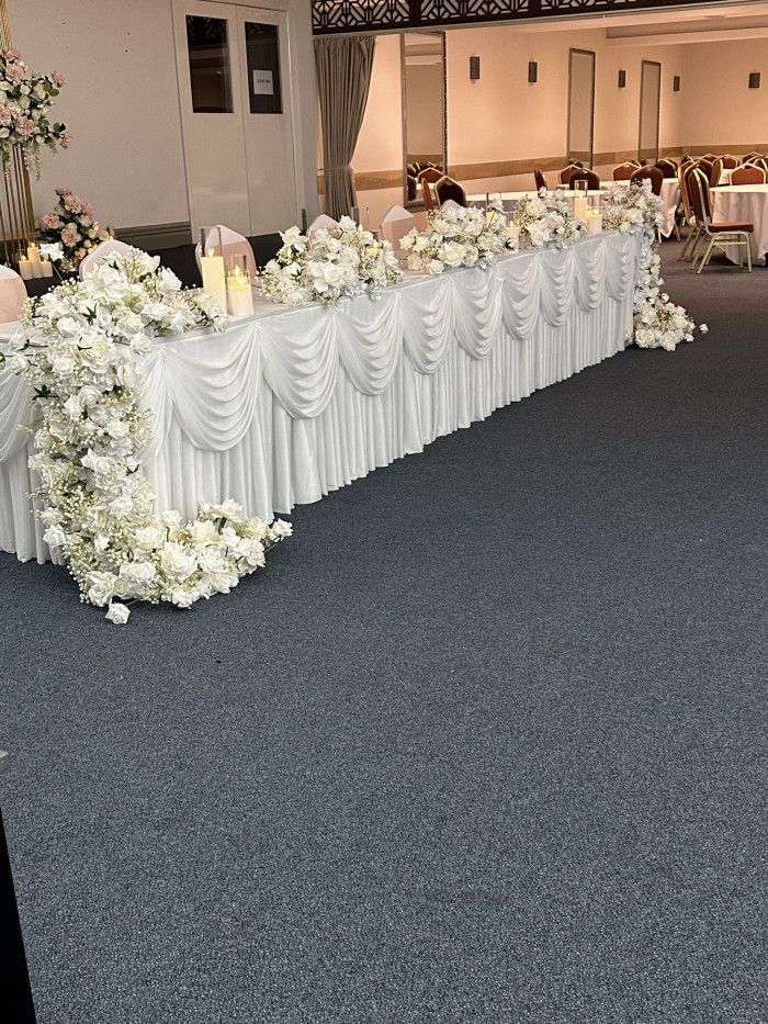 White Gypsophila and Rose Bridal Table Centrepiece Set Photo - 1